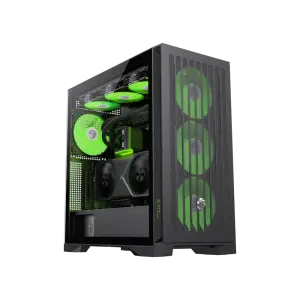 Корпус GAMEMAX Tower E-ATX без блока живлення , загартован е скло E-ATX,ATX, M-ATX,ITX, Tempered Glass,Mesh,2 LEADER 2 BK UA