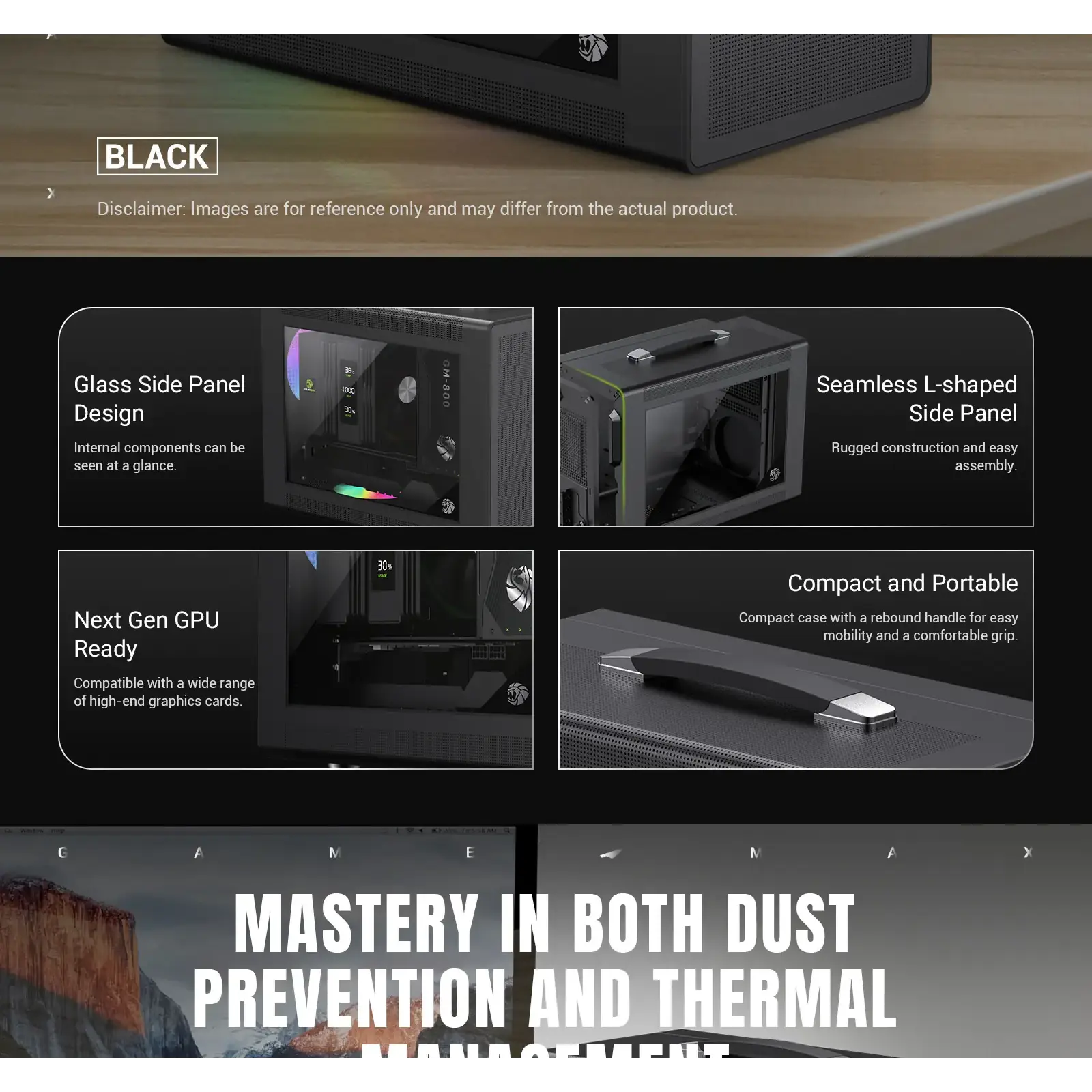 Корпус GAMEMAX Mini Tower без блока живлення U-ATX(244*185 mm),  FLEX-ATX(229*191mm)、ITX(170*170mm), 1*usb 3. Spark Air BK UA