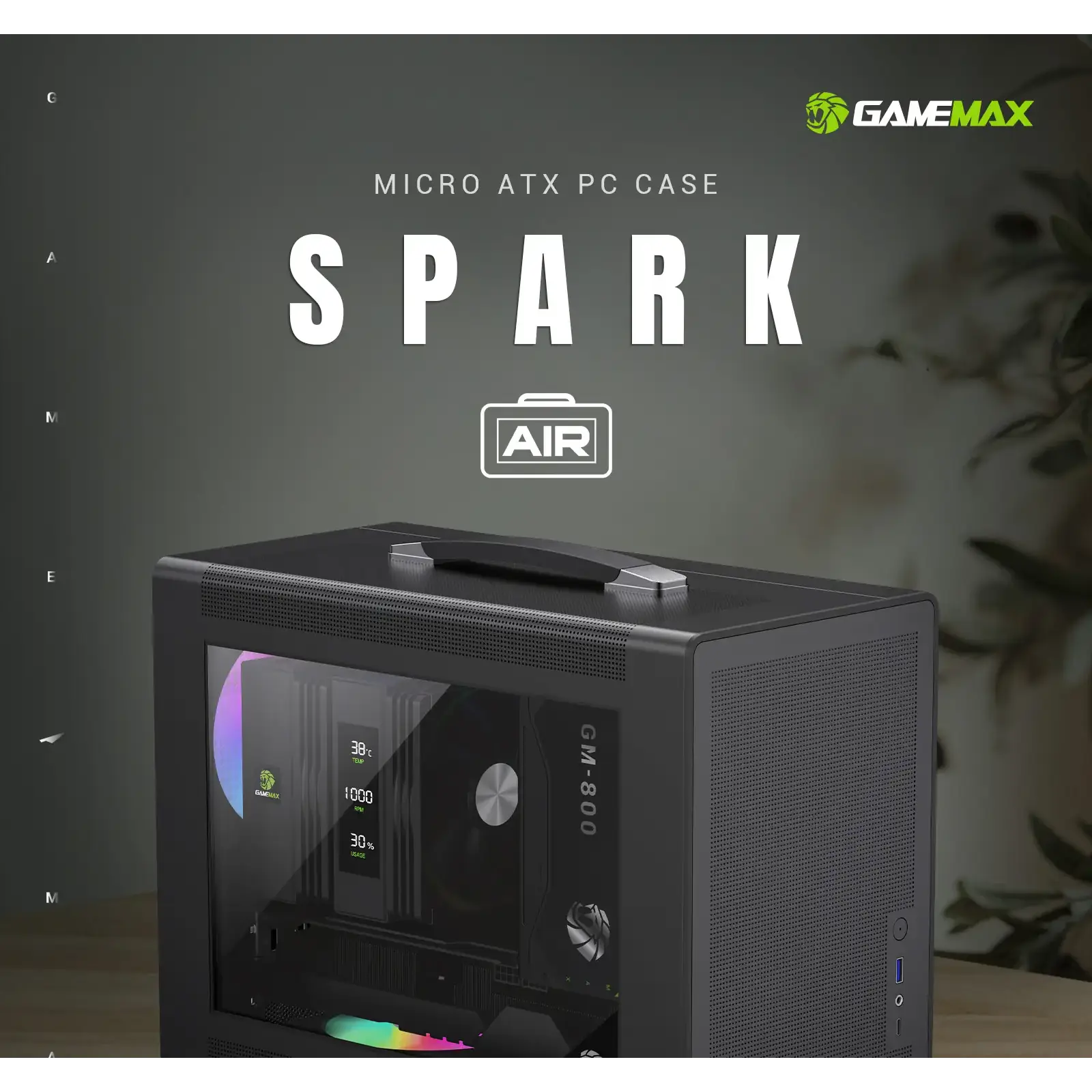 Корпус GAMEMAX Mini Tower без блока живлення U-ATX(244*185 mm),  FLEX-ATX(229*191mm)、ITX(170*170mm), 1*usb 3. Spark Air BK UA