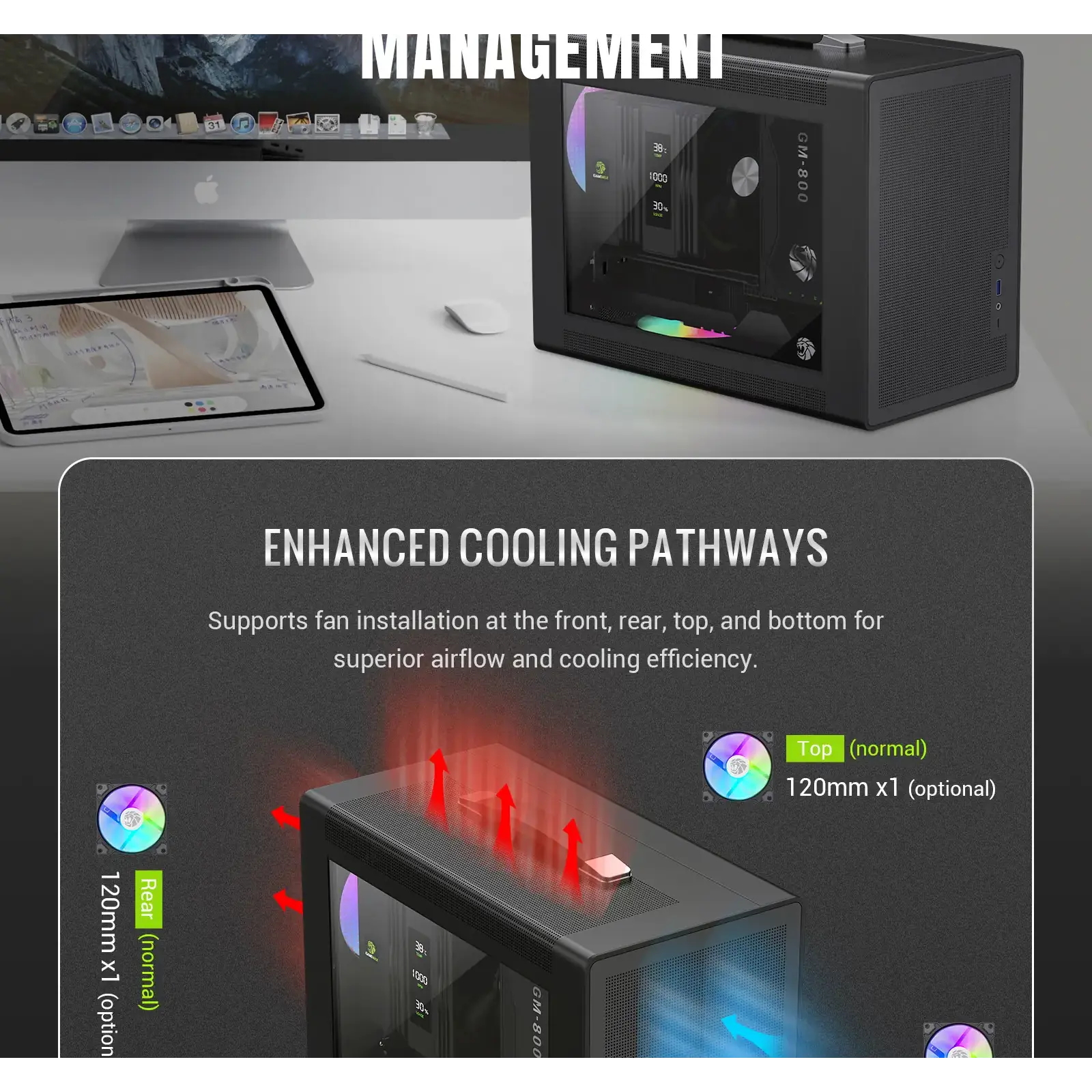 Корпус GAMEMAX Mini Tower без блока живлення U-ATX(244*185 mm),  FLEX-ATX(229*191mm)、ITX(170*170mm), 1*usb 3. Spark Air BK UA