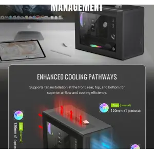 Корпус GAMEMAX Mini Tower без блока живлення U-ATX(244*185 mm),  FLEX-ATX(229*191mm)、ITX(170*170mm), 1*usb 3. Spark Air BK UA