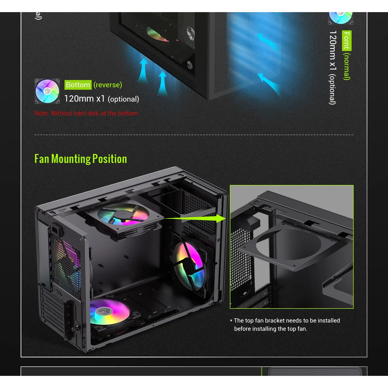 Корпус GAMEMAX Mini Tower без блока живлення U-ATX(244*185 mm),  FLEX-ATX(229*191mm)、ITX(170*170mm), 1*usb 3. Spark Air BK UA