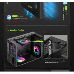 Корпус GAMEMAX Mini Tower без блока живлення U-ATX(244*185 mm),  FLEX-ATX(229*191mm)、ITX(170*170mm), 1*usb 3. Spark Air BK UA