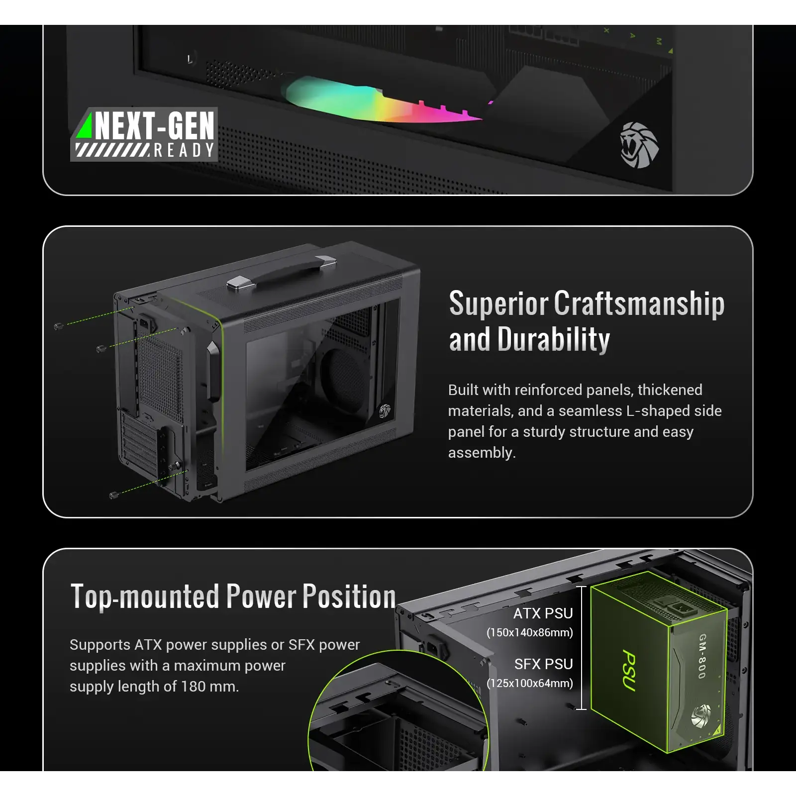 Корпус GAMEMAX Mini Tower без блока живлення U-ATX(244*185 mm),  FLEX-ATX(229*191mm)、ITX(170*170mm), 1*usb 3. Spark Air BK UA