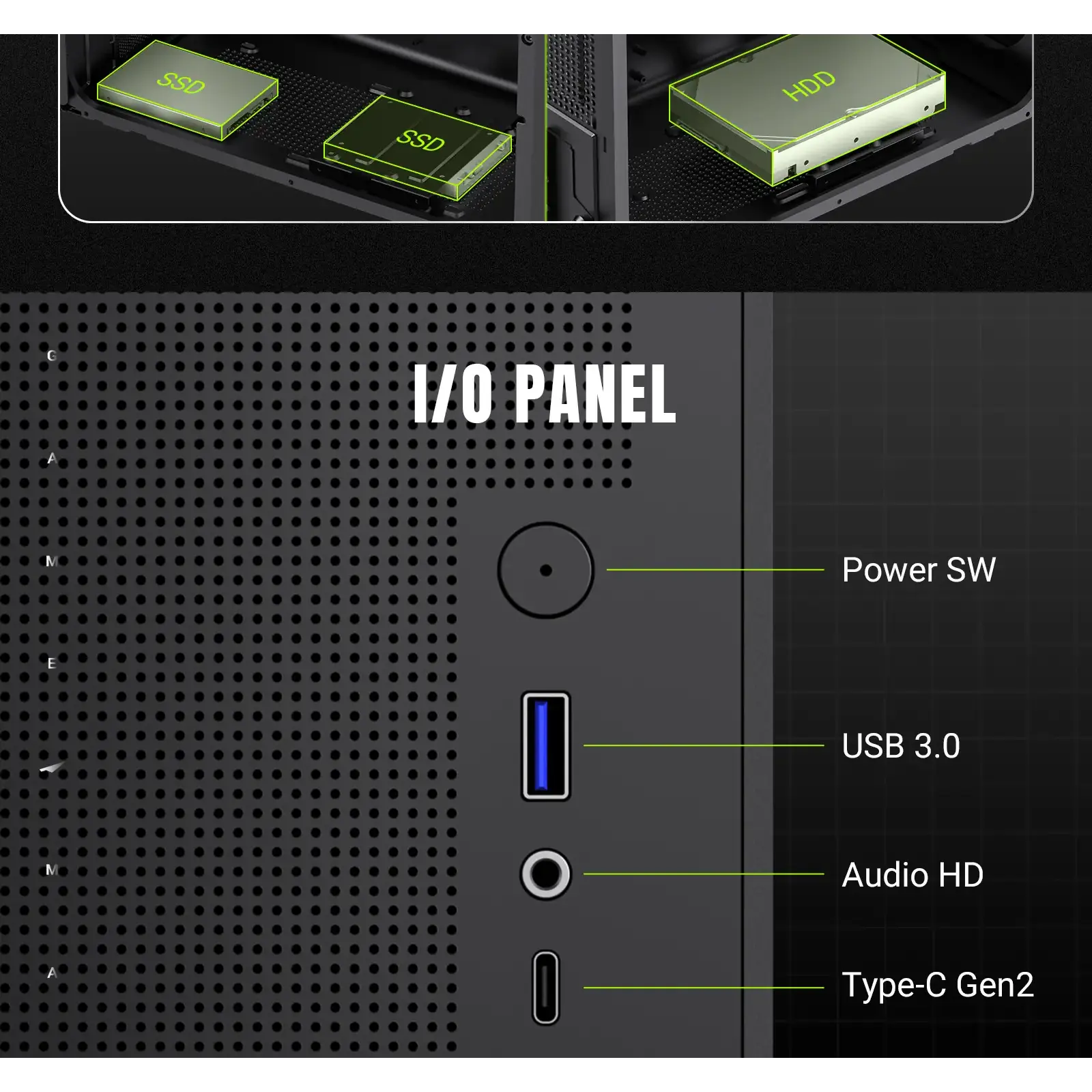 Корпус GAMEMAX Mini Tower без блока живлення U-ATX(244*185 mm),  FLEX-ATX(229*191mm)、ITX(170*170mm), 1*usb 3. Spark Air BK UA
