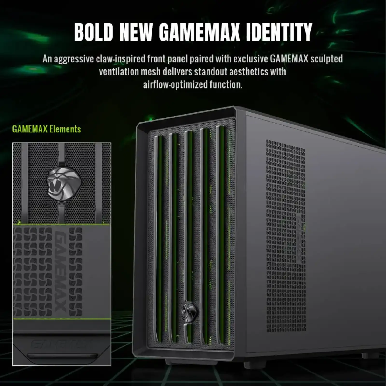 Корпус GAMEMAX М-ATX без блока живлення , загартоване скло , пластик M-ATX,ITX USB 3.0*1, Type -C*1, RGB Co Claw 360 BK UA