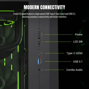 Корпус GAMEMAX М-ATX без блока живлення , загартоване скло , пластик M-ATX,ITX USB 3.0*1, Type -C*1, RGB Co Claw 360 BK UA