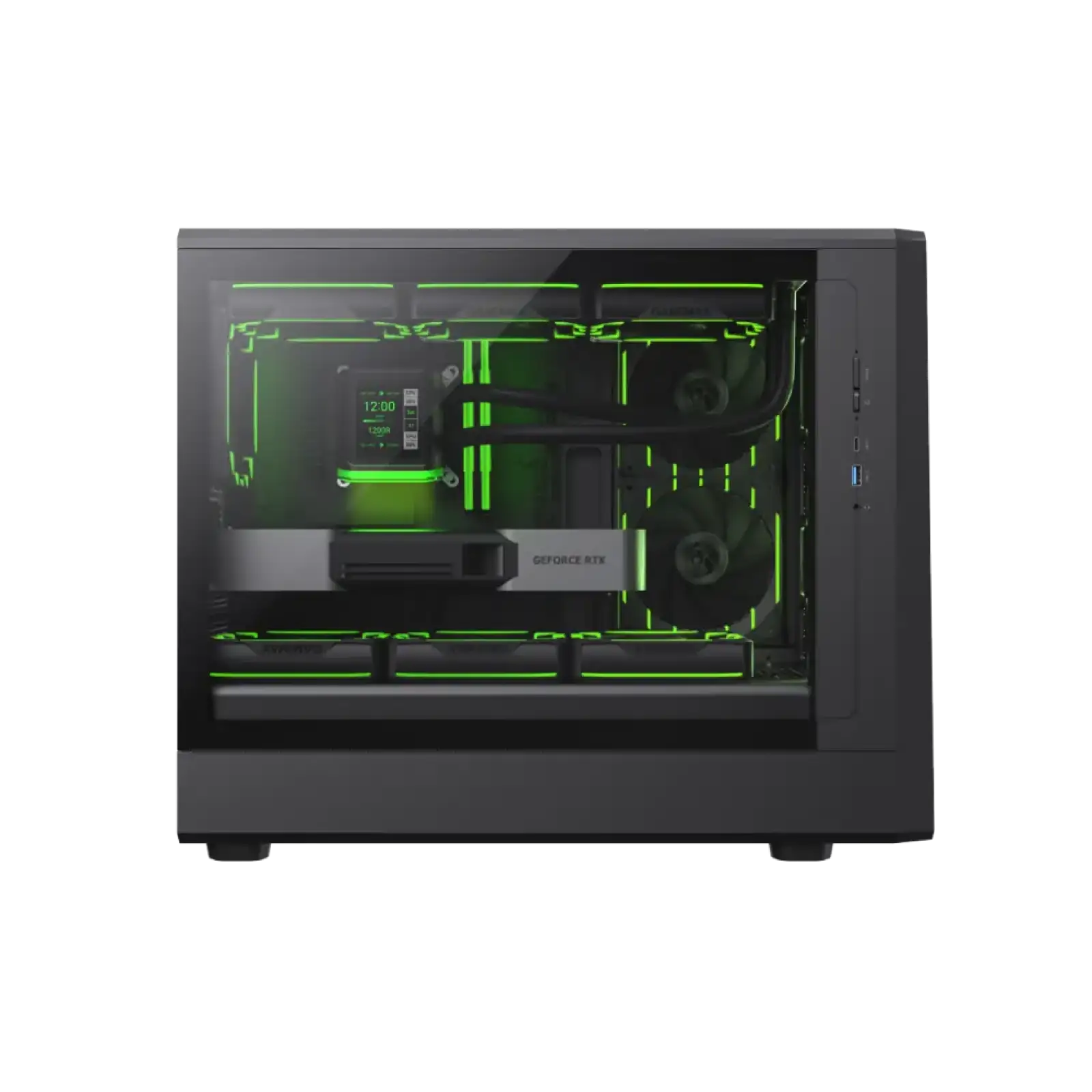 Корпус GAMEMAX М-ATX без блока живлення , загартоване скло , пластик M-ATX,ITX USB 3.0*1, Type -C*1, RGB Co Claw 360 BK UA