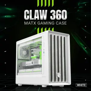 Корпус GAMEMAX М-ATX без блока живлення , загартоване скло , пластик M-ATX,ITX USB 3.0*1, Type -C*1, RGB Co Claw 360 WH UA