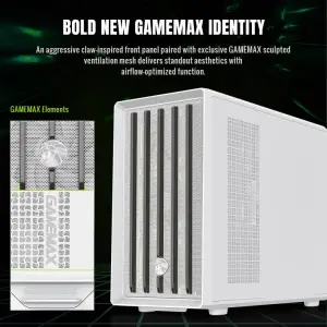 Корпус GAMEMAX М-ATX без блока живлення , загартоване скло , пластик M-ATX,ITX USB 3.0*1, Type -C*1, RGB Co Claw 360 WH UA