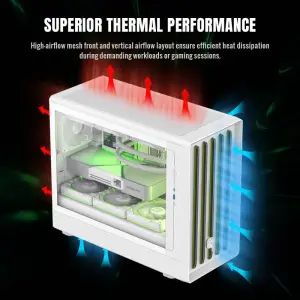 Корпус GAMEMAX М-ATX без блока живлення , загартоване скло , пластик M-ATX,ITX USB 3.0*1, Type -C*1, RGB Co Claw 360 WH UA