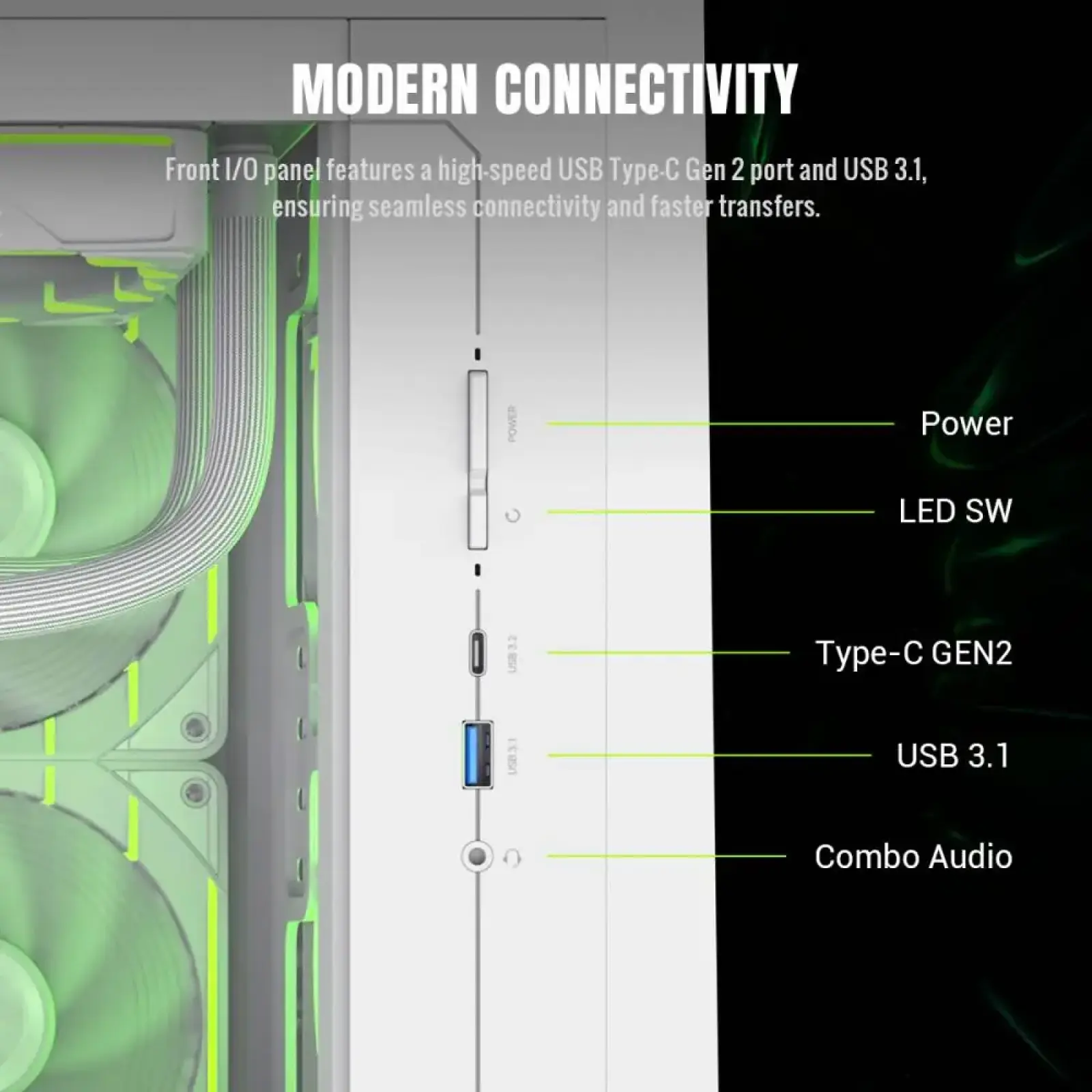 Корпус GAMEMAX М-ATX без блока живлення , загартоване скло , пластик M-ATX,ITX USB 3.0*1, Type -C*1, RGB Co Claw 360 WH UA