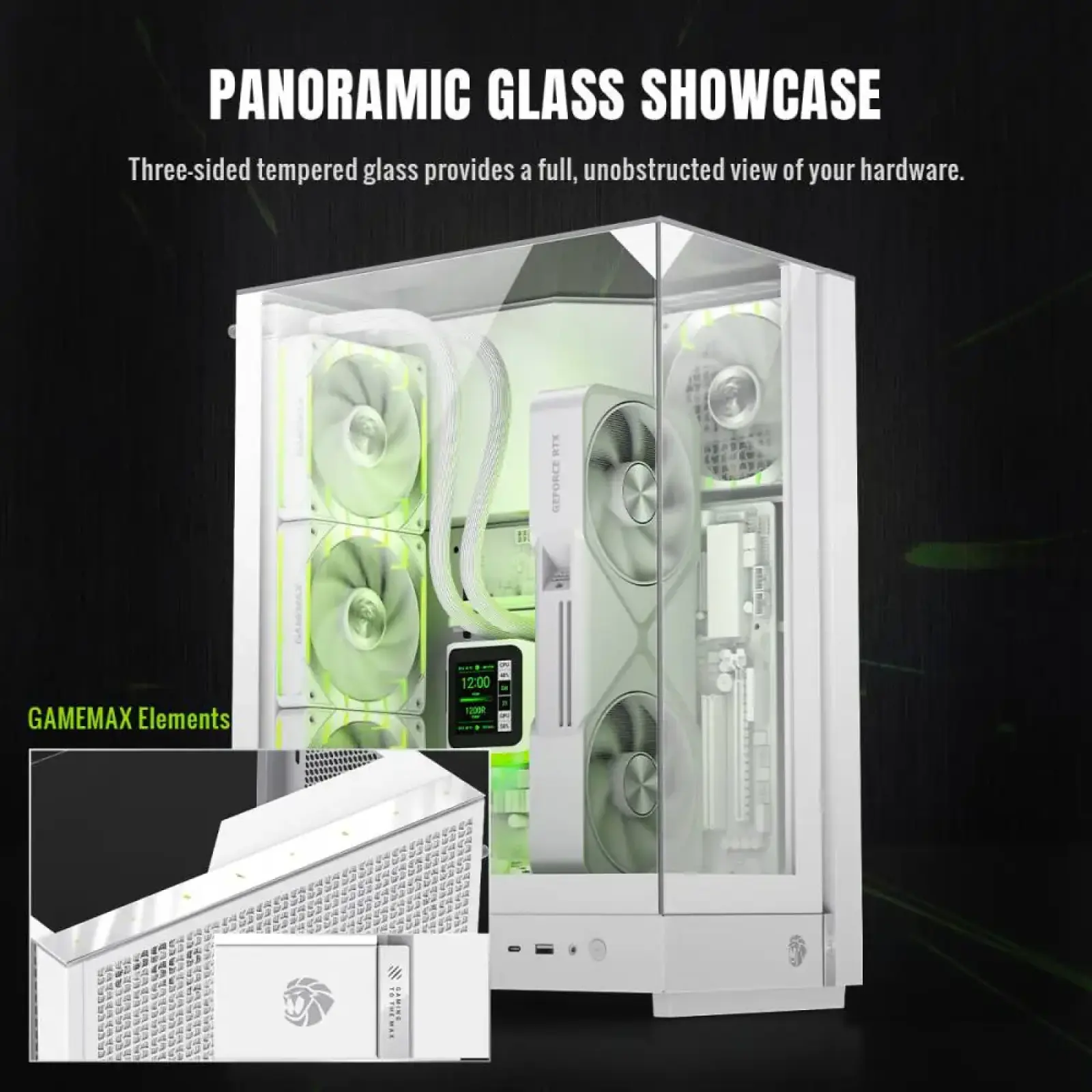 Корпус GAMEMAX М-ATX без блока живлення , загартоване скло , пластик,підтримує вертикальну установку відеокар T20 WH UA