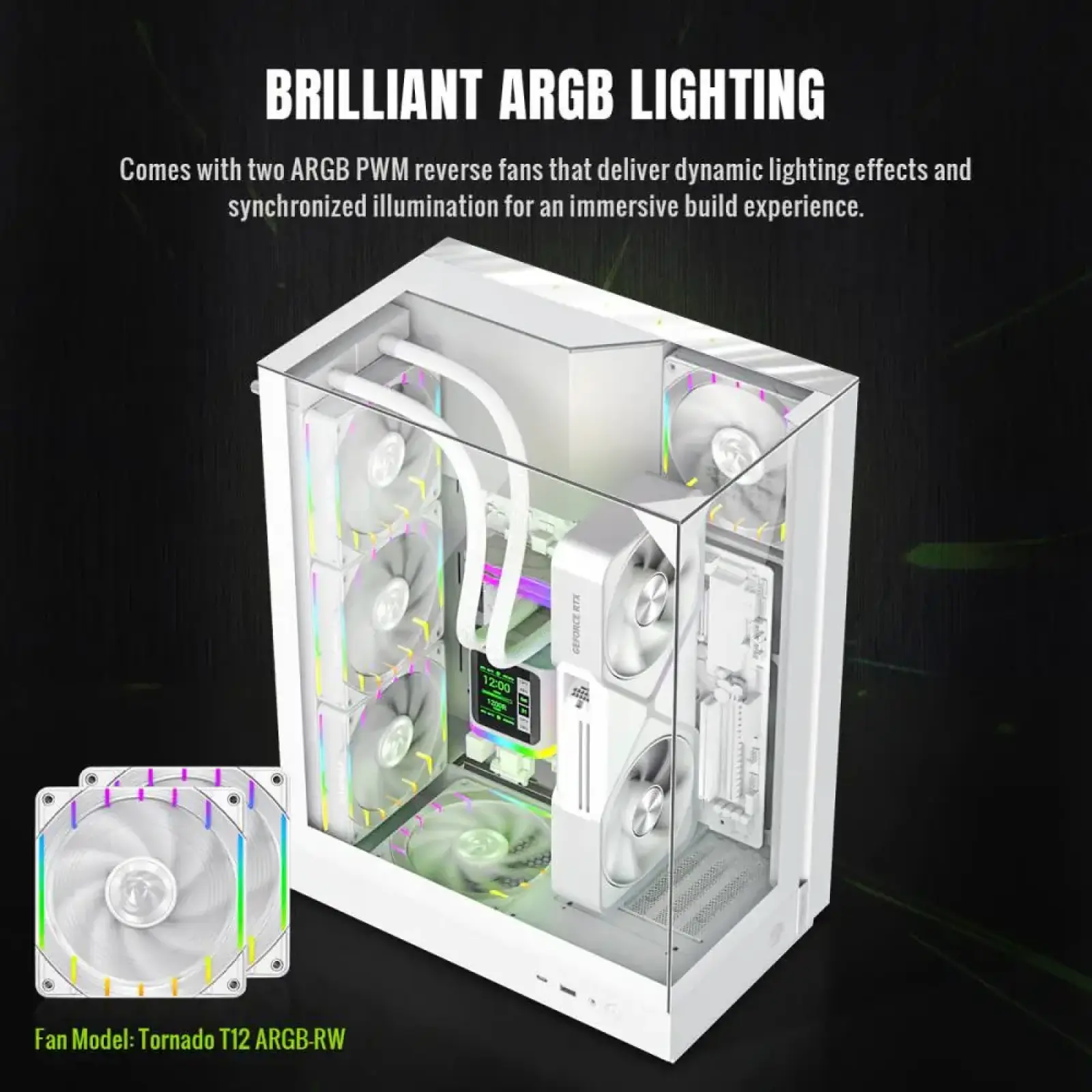 Корпус GAMEMAX М-ATX без блока живлення , загартоване скло , пластик,підтримує вертикальну установку відеокар T20 WH UA