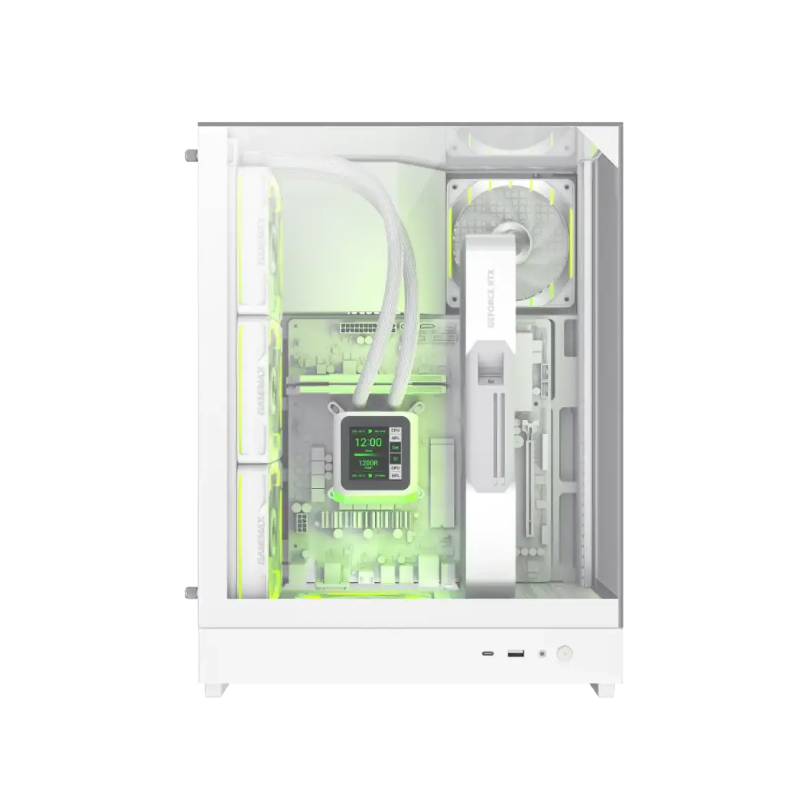 Корпус GAMEMAX М-ATX без блока живлення , загартоване скло , пластик,підтримує вертикальну установку відеокар T20 WH UA
