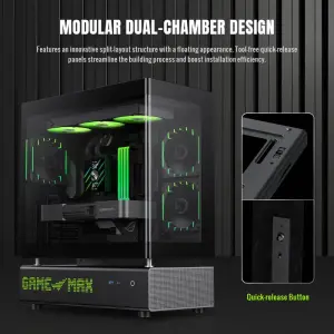 Корпус GAMEMAX комп'ютерний Mid Tower без блока живлення ATX,M-ATX,ITX. (Support BTF),Tempered Glass,Mesh,U N90 BG UA