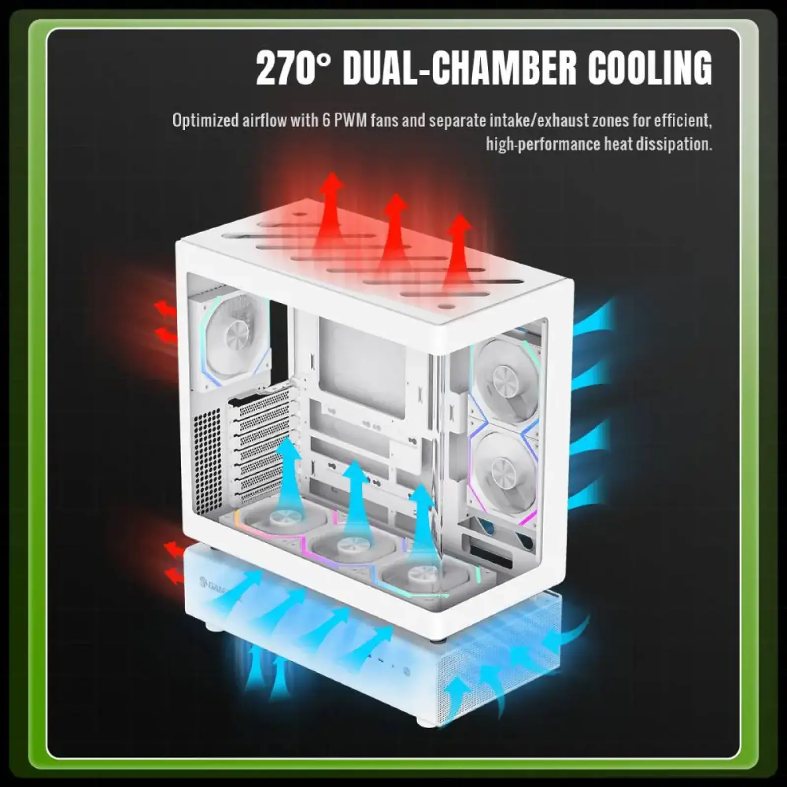 Корпус GAMEMAX комп'ютерний Midi Tower без блока живлення ATX,M-ATX,ITX. (Support BTF),Tempered Glass,Mesh N80 WH UA