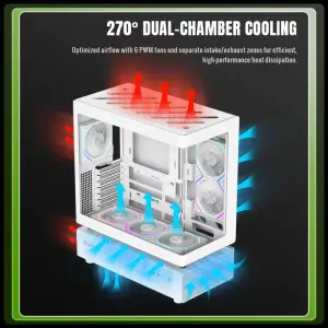 Корпус GAMEMAX комп'ютерний Midi Tower без блока живлення ATX,M-ATX,ITX. (Support BTF),Tempered Glass,Mesh N80 WH UA