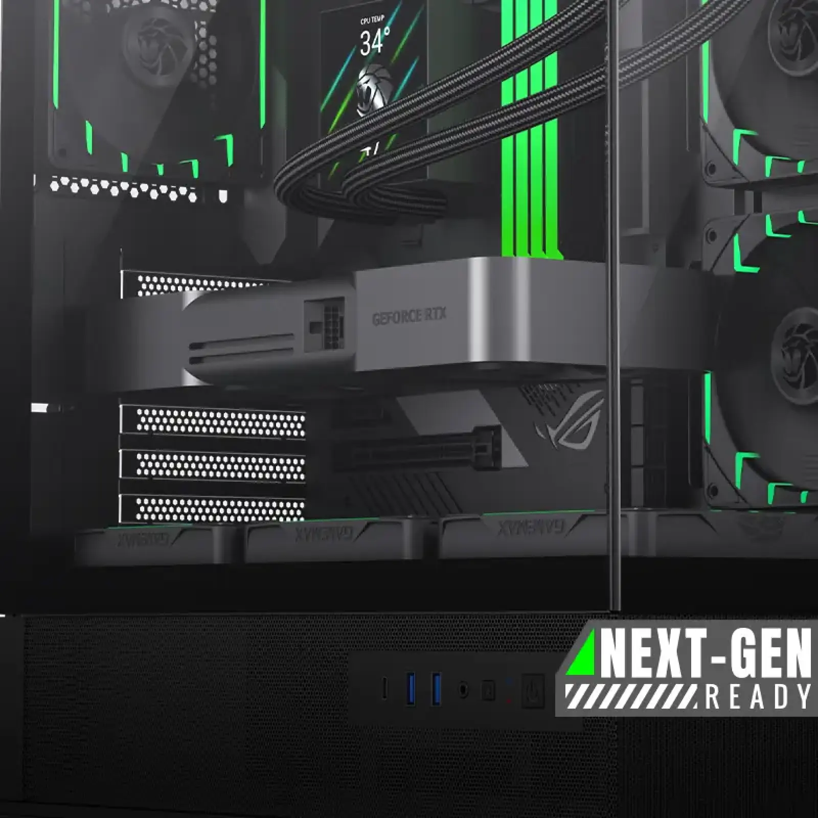 Корпус GAMEMAX комп'ютерний Midi Tower без блока живлення E-ATX,ATX, M-ATX,ITX, Tempered Glass,Mesh,USB3.2x VISTA 2 AB UA