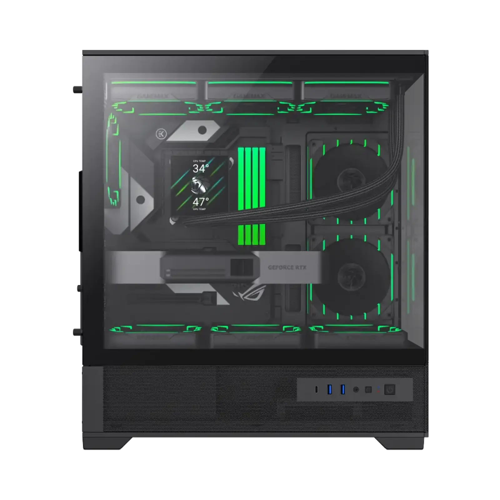 Корпус GAMEMAX комп'ютерний Midi Tower без блока живлення E-ATX,ATX, M-ATX,ITX, Tempered Glass,Mesh,USB3.2x VISTA 2 AB UA