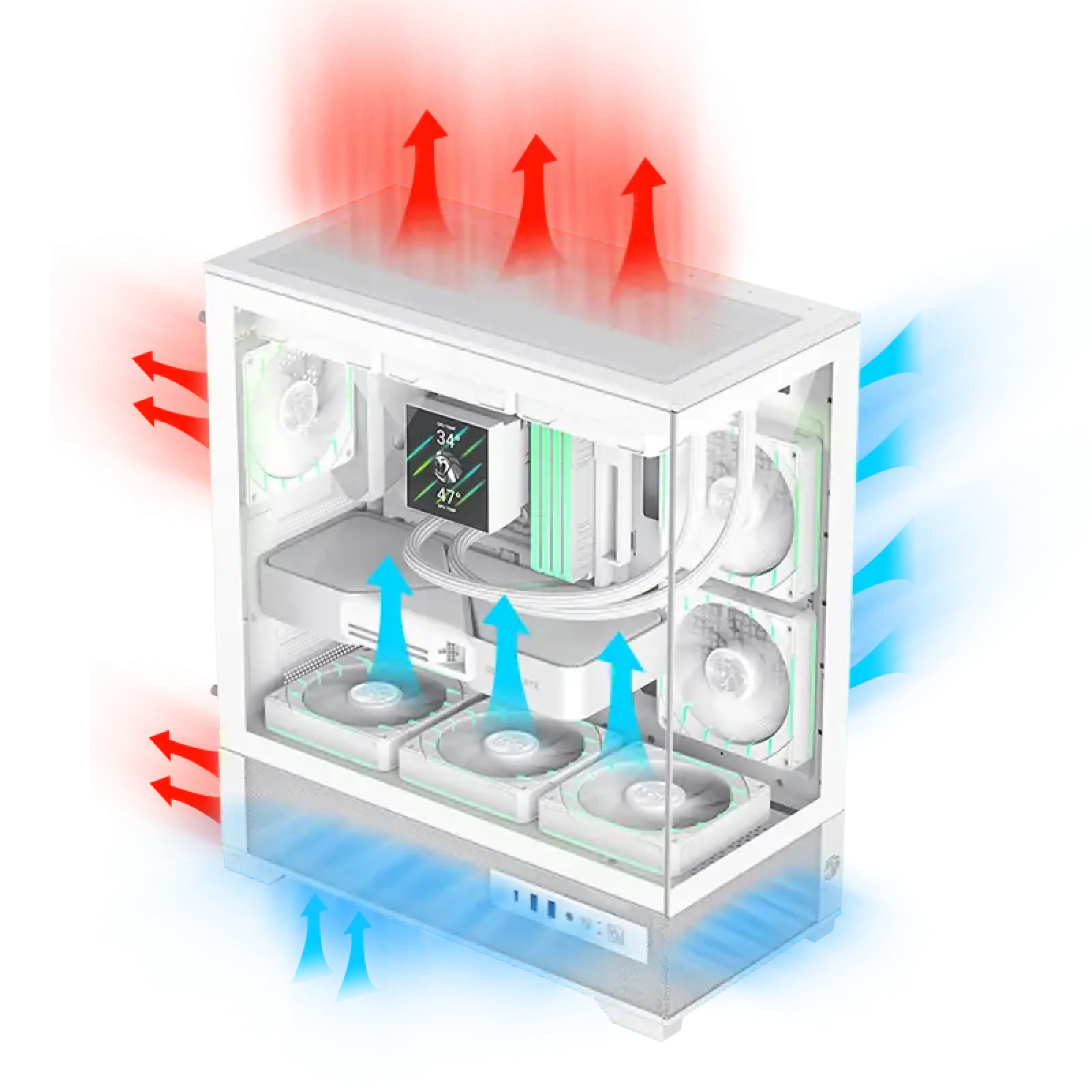 Корпус GAMEMAX комп'ютерний Midi Tower без блока живлення E-ATX,ATX, M-ATX,ITX, Tempered Glass,Mesh,USB3.2x VISTA 2 AW UA