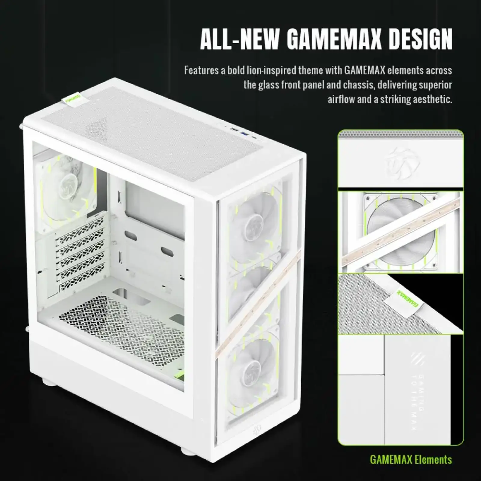 Корпус GAMEMAX комп'ютерний Mini Tower без блока живлення M-ATX,ITX, Tempered Glass,Mesh,USB2.0*1,USB3.0*1 AERIS 330 GW UA