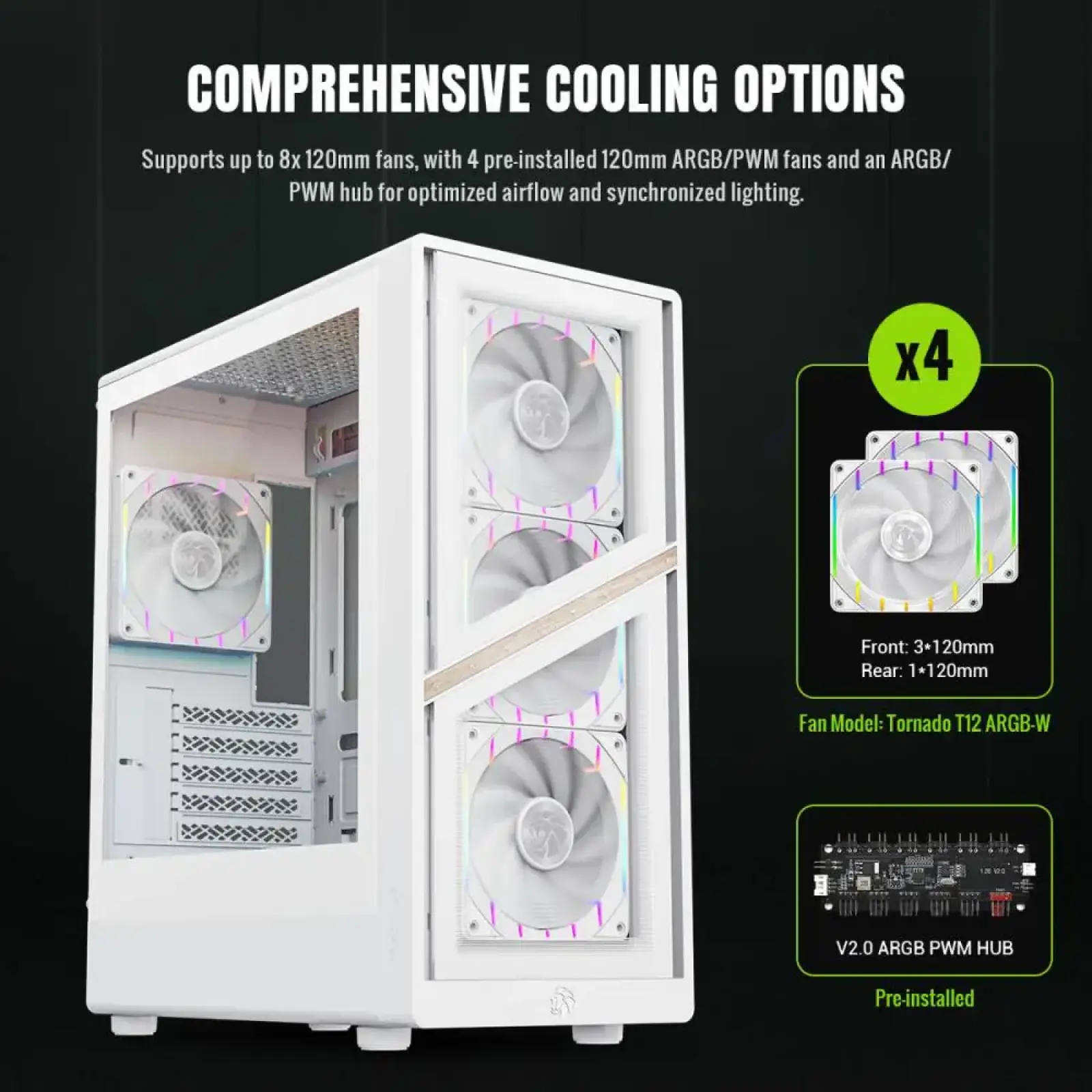 Корпус GAMEMAX комп'ютерний Mini Tower без блока живлення M-ATX,ITX, Tempered Glass,Mesh,USB2.0*1,USB3.0*1 AERIS 330 GW UA