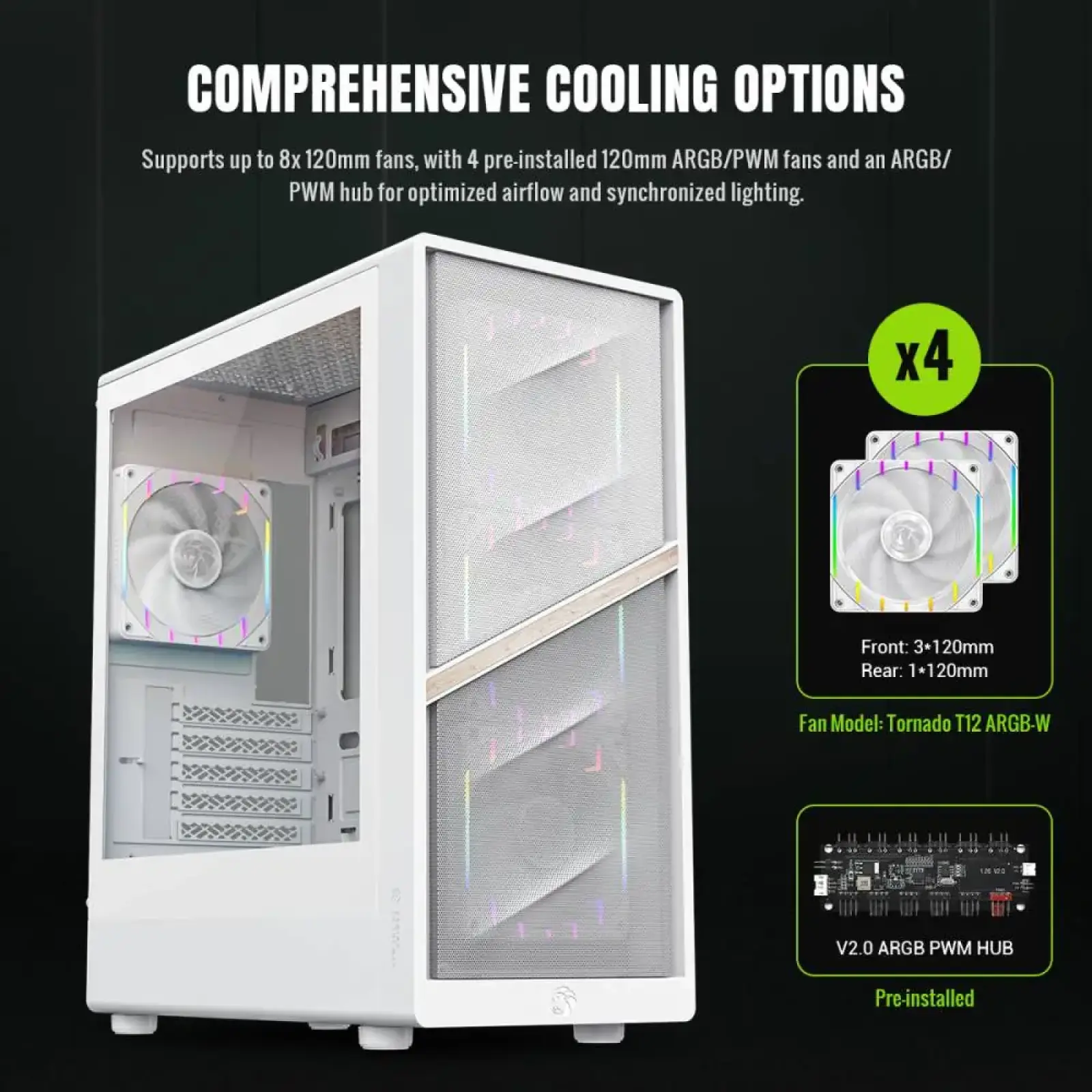 Корпус GAMEMAX комп'ютерний Mini Tower без блока живлення M-ATX,ITX, Tempered Glass,Mesh,USB2.0*1,USB3.0*1 AERIS 330 MW UA