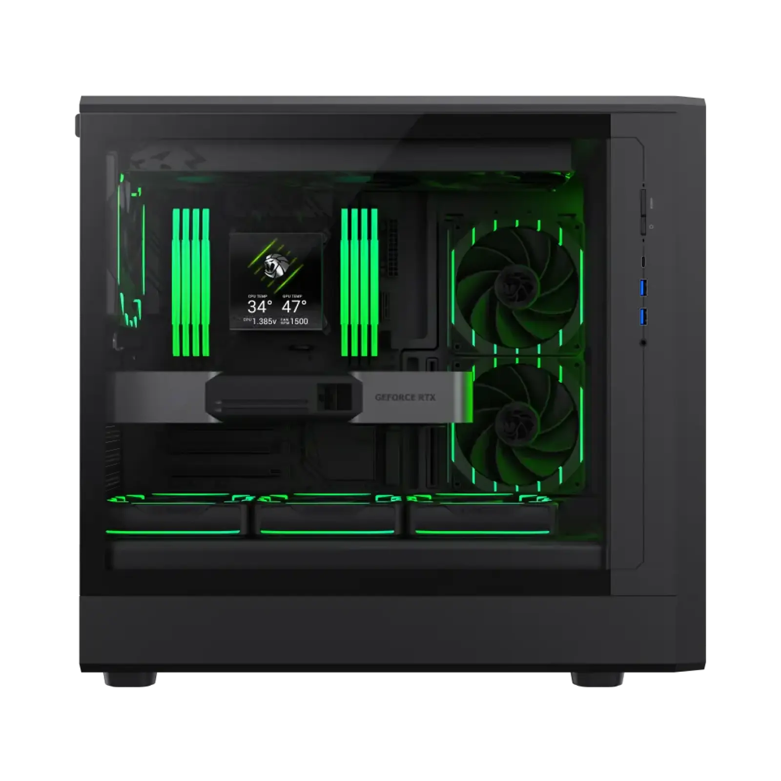 Корпус GAMEMAX комп'ютерний Midi Tower без блока живлення ATX, M-ATX,ITX, Tempered Glass,Mesh,USB3.2x2,Type CLAW 460 WB UA