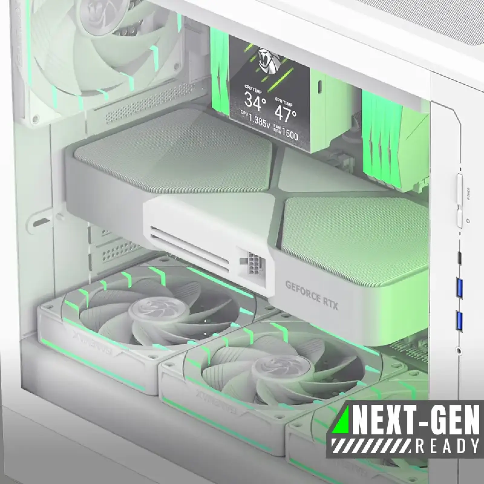 Корпус GAMEMAX комп'ютерний Midi Tower без блока живлення ATX, M-ATX,ITX, Tempered Glass,Mesh,USB3.2x2,Type CLAW 460 WW UA