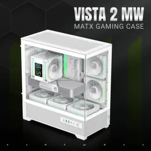 Корпус GAMEMAX комп'ютерний Mini Tower без блока живлення M-ATX,ITX, Tempered Glass,USB3.2x2,Type-C, Combo VISTA 2 MW UA