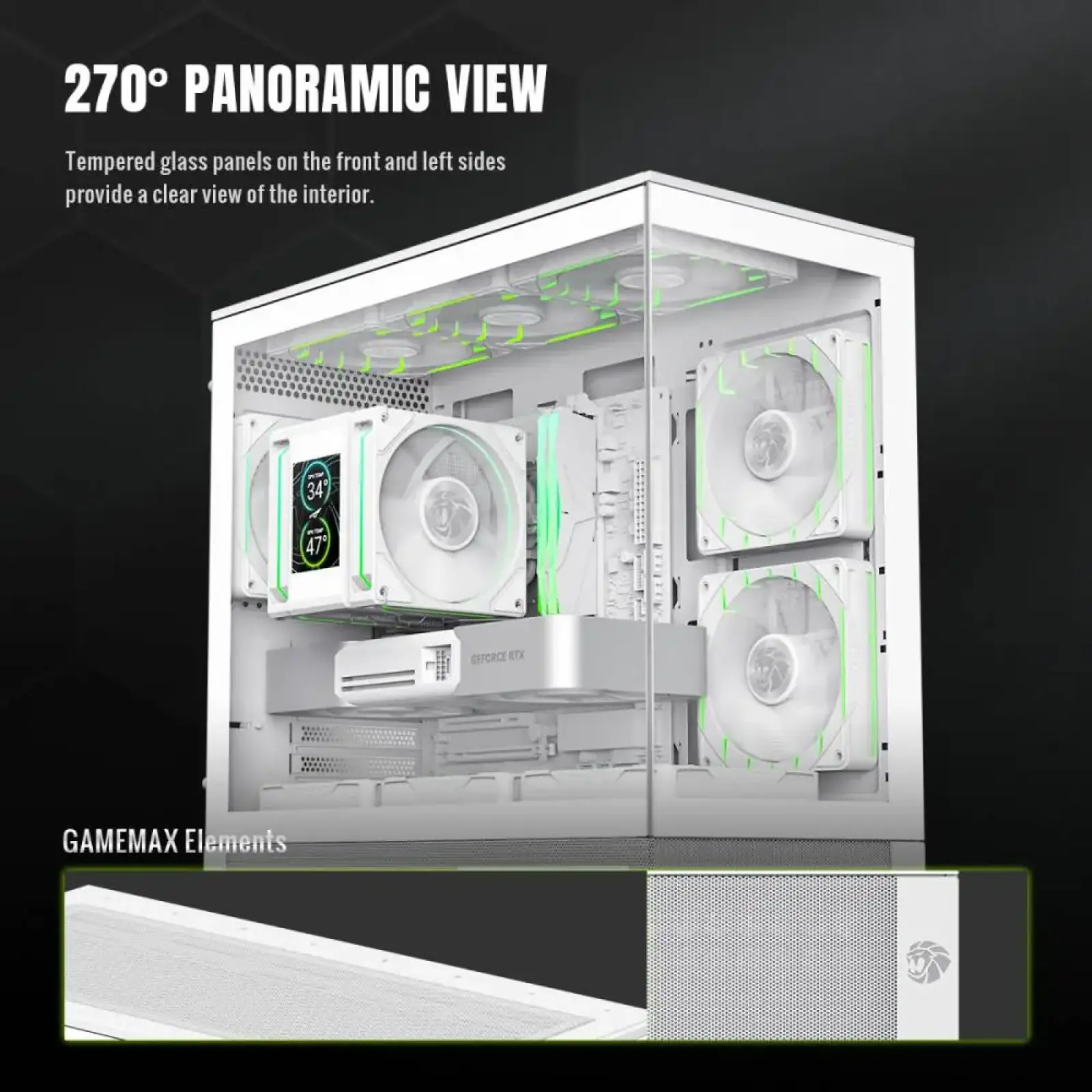 Корпус GAMEMAX комп'ютерний Mini Tower без блока живлення M-ATX,ITX, Tempered Glass,USB3.2x2,Type-C, Combo VISTA 2 MW UA