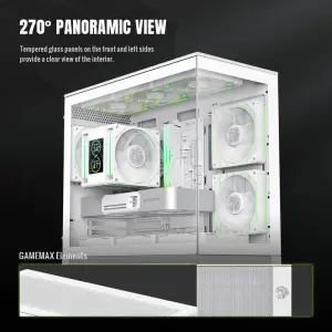 Корпус GAMEMAX комп'ютерний Mini Tower без блока живлення M-ATX,ITX, Tempered Glass,USB3.2x2,Type-C, Combo VISTA 2 MW UA