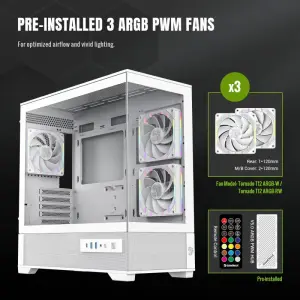 Корпус GAMEMAX комп'ютерний Mini Tower без блока живлення M-ATX,ITX, Tempered Glass,USB3.2x2,Type-C, Combo VISTA 2 MW UA