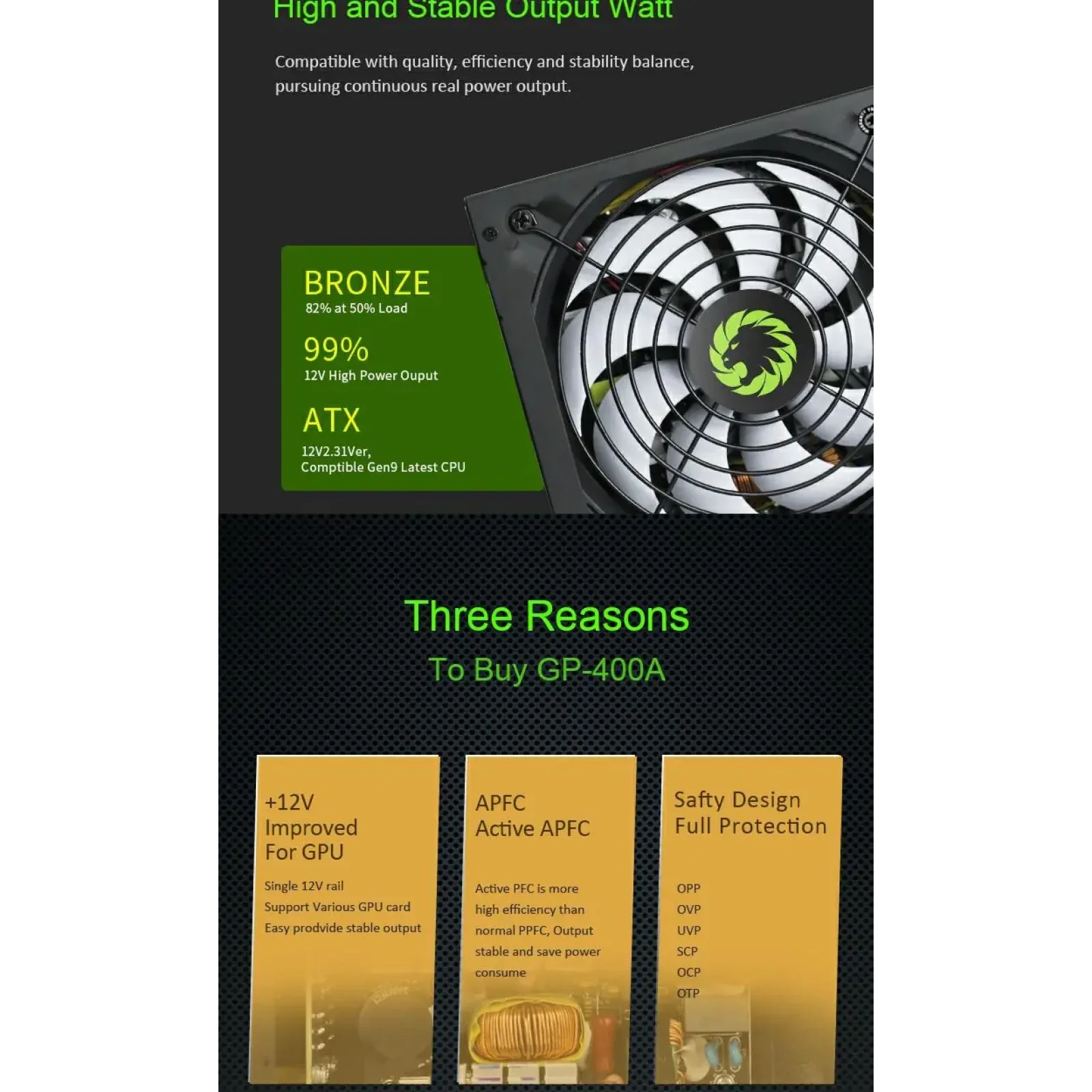 Блок живлення GameMax GP-400A UA