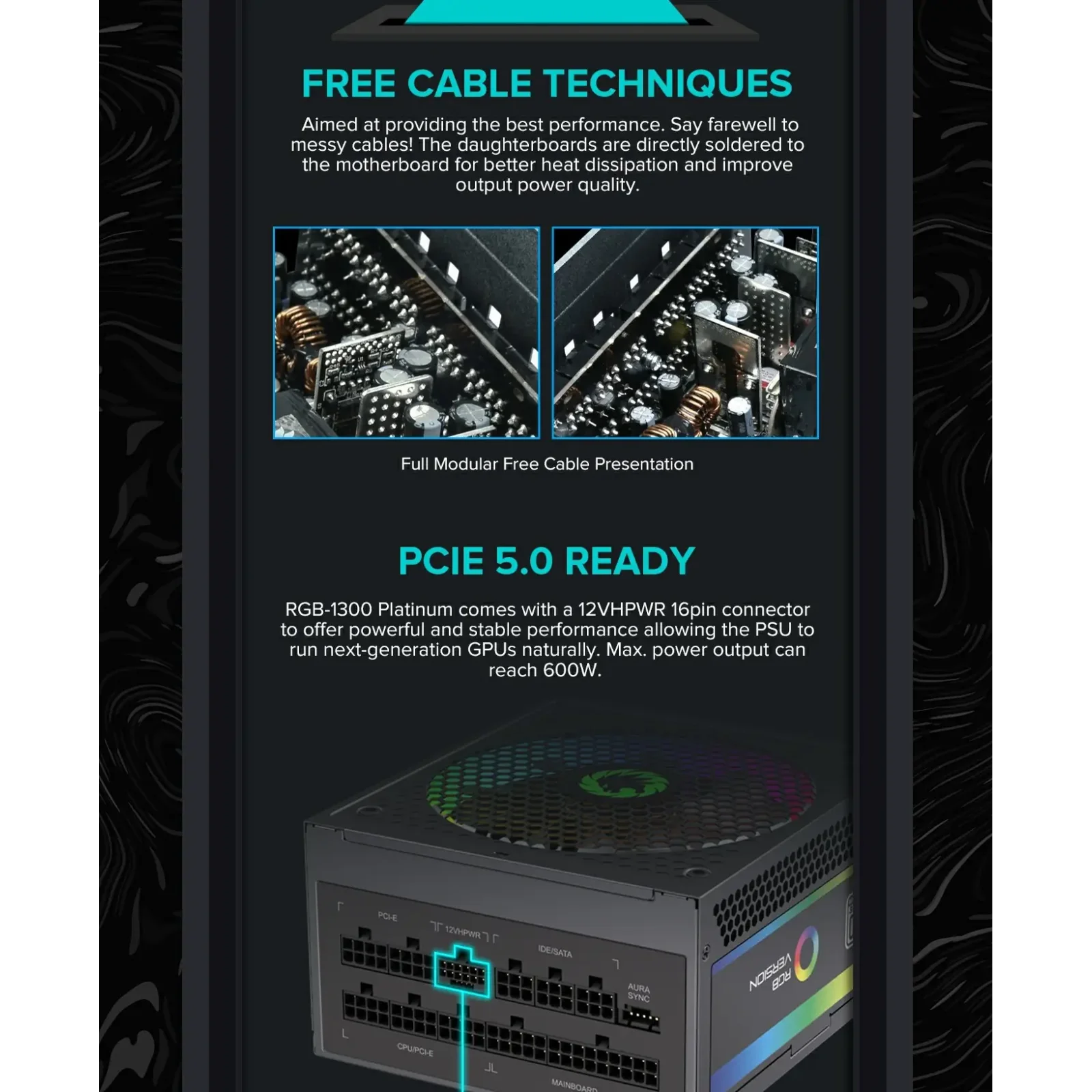 Блок живлення GameMax RGB-1300 (ATX3.1 PCIe5.1) UA