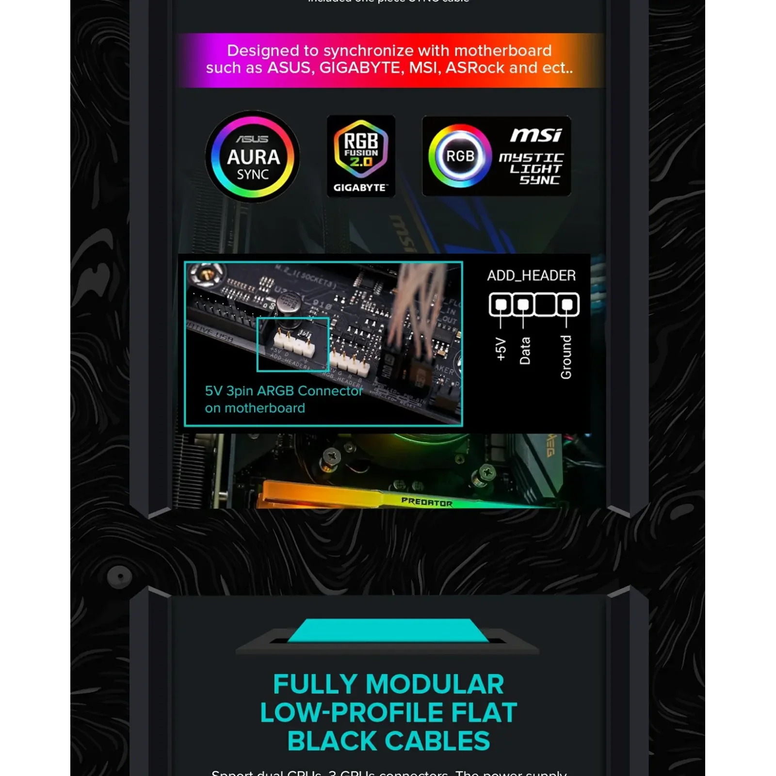 Блок живлення GameMax RGB-1300 (ATX3.1 PCIe5.1) UA