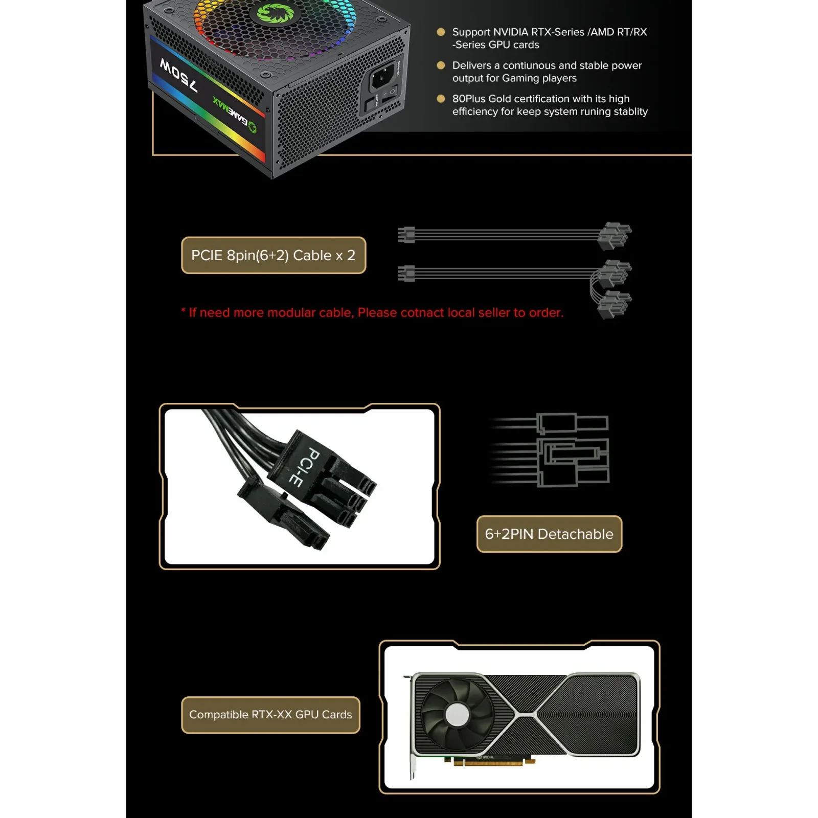 Блок живлення GameMax RGB-750 PRO UA