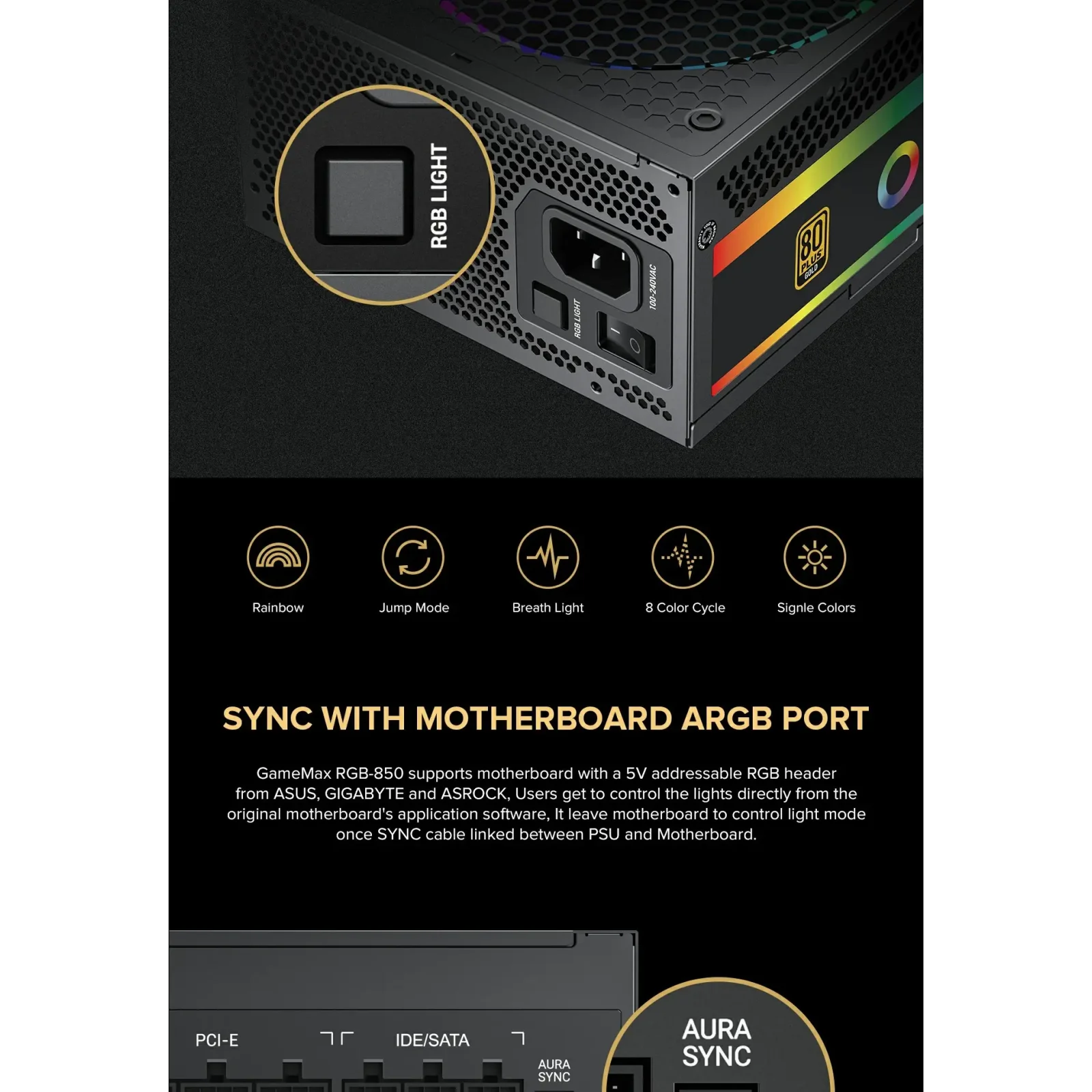 Блок питания GAMEMAX RGB850 PRO UA