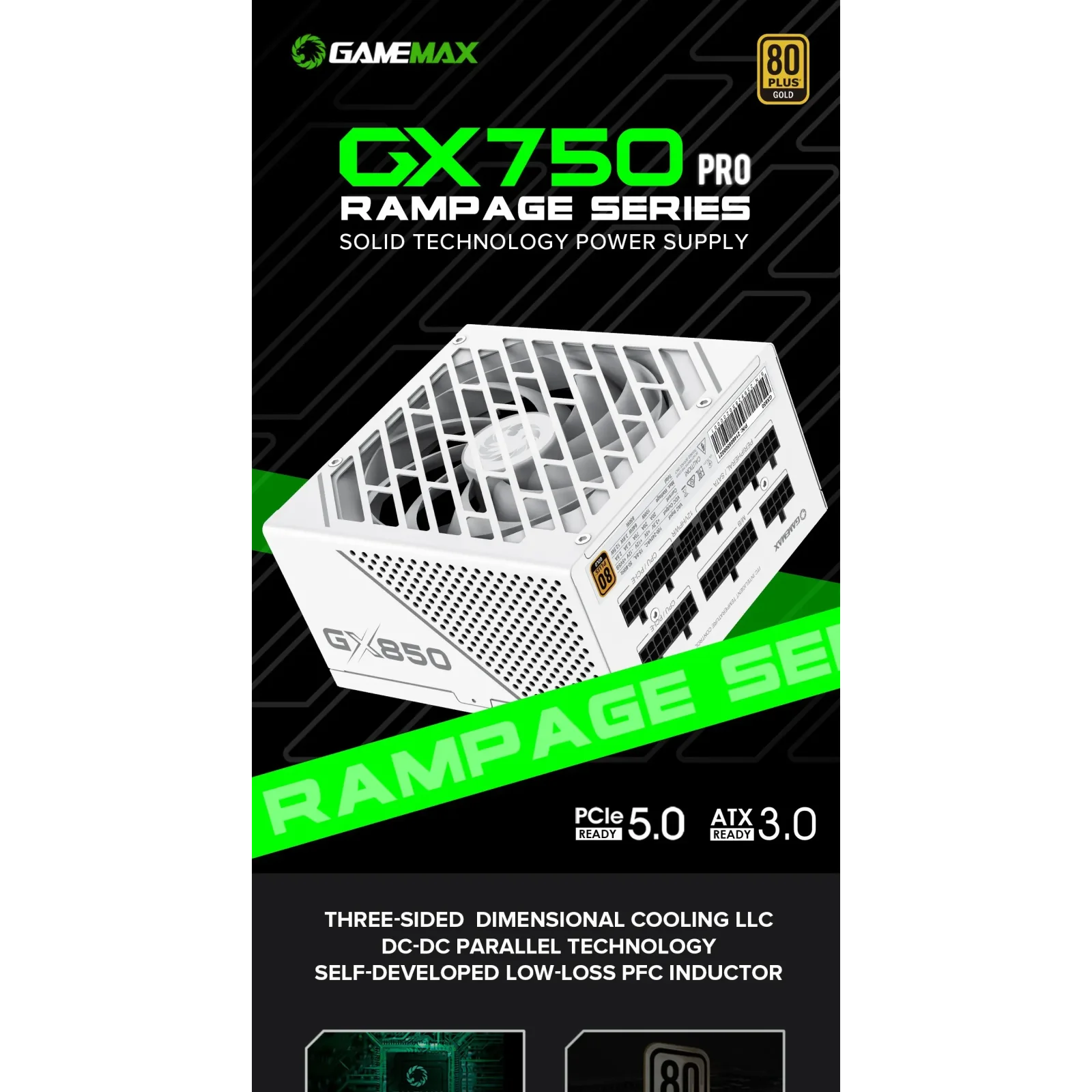 Блок питания GameMaxGX-750 PRO WH (ATX3.0 PCIe5.0) UA