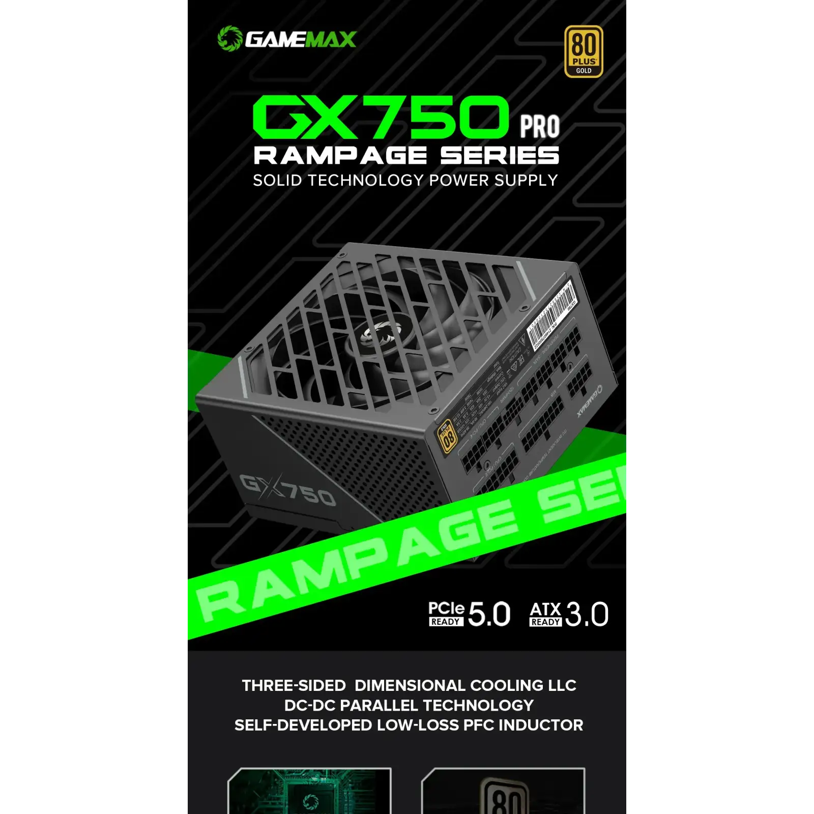 Блок живлення GAMEMAX GX-750 PRO BK (ATX3.0 PCIe5.0) UA