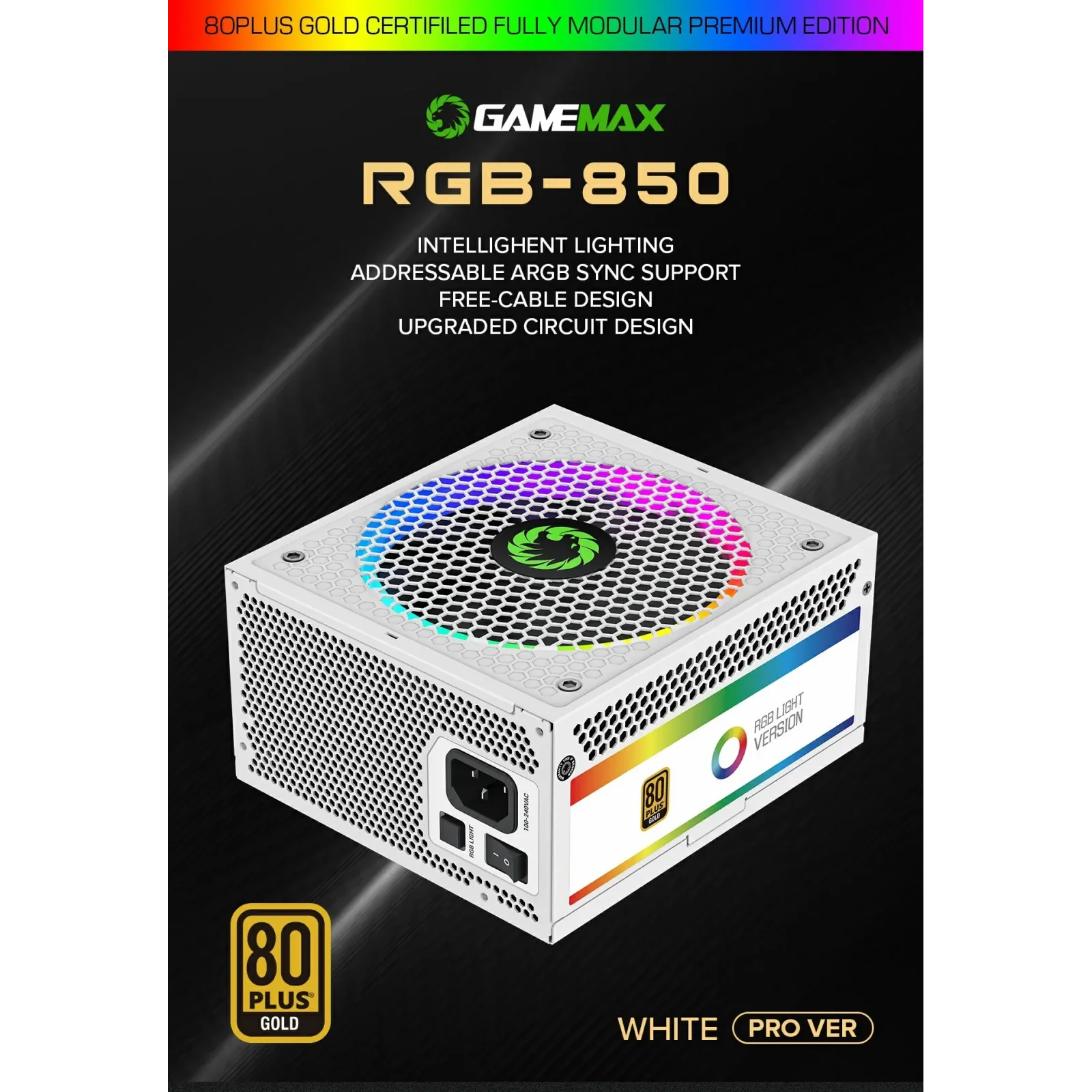 Блок питания GameMax RGB850 PRO WH UA