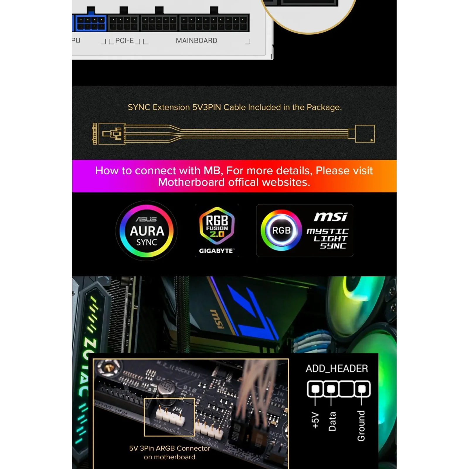 Блок питания GameMax RGB850 PRO WH UA