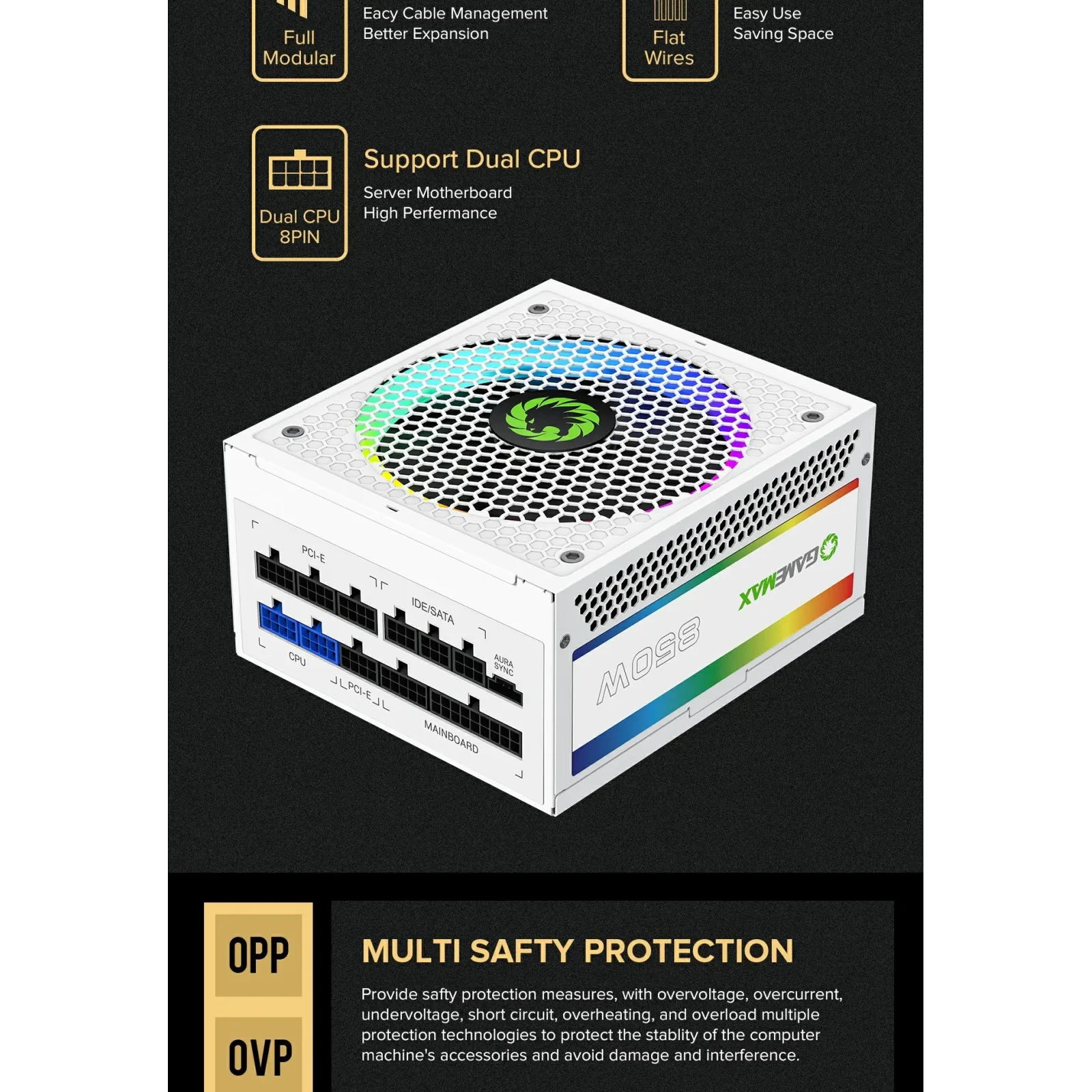 Блок питания GameMax RGB850 PRO WH UA