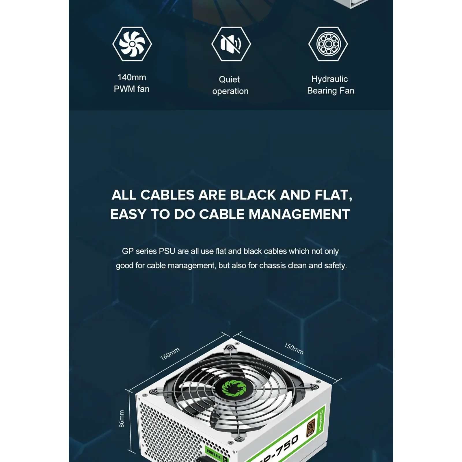 Блок живлення GameMax GP-750 White UA