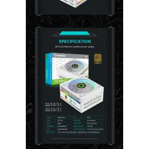 Блок питания GameMax RGB 850 PRO WH (ATX3.1PCIe5.1) UA