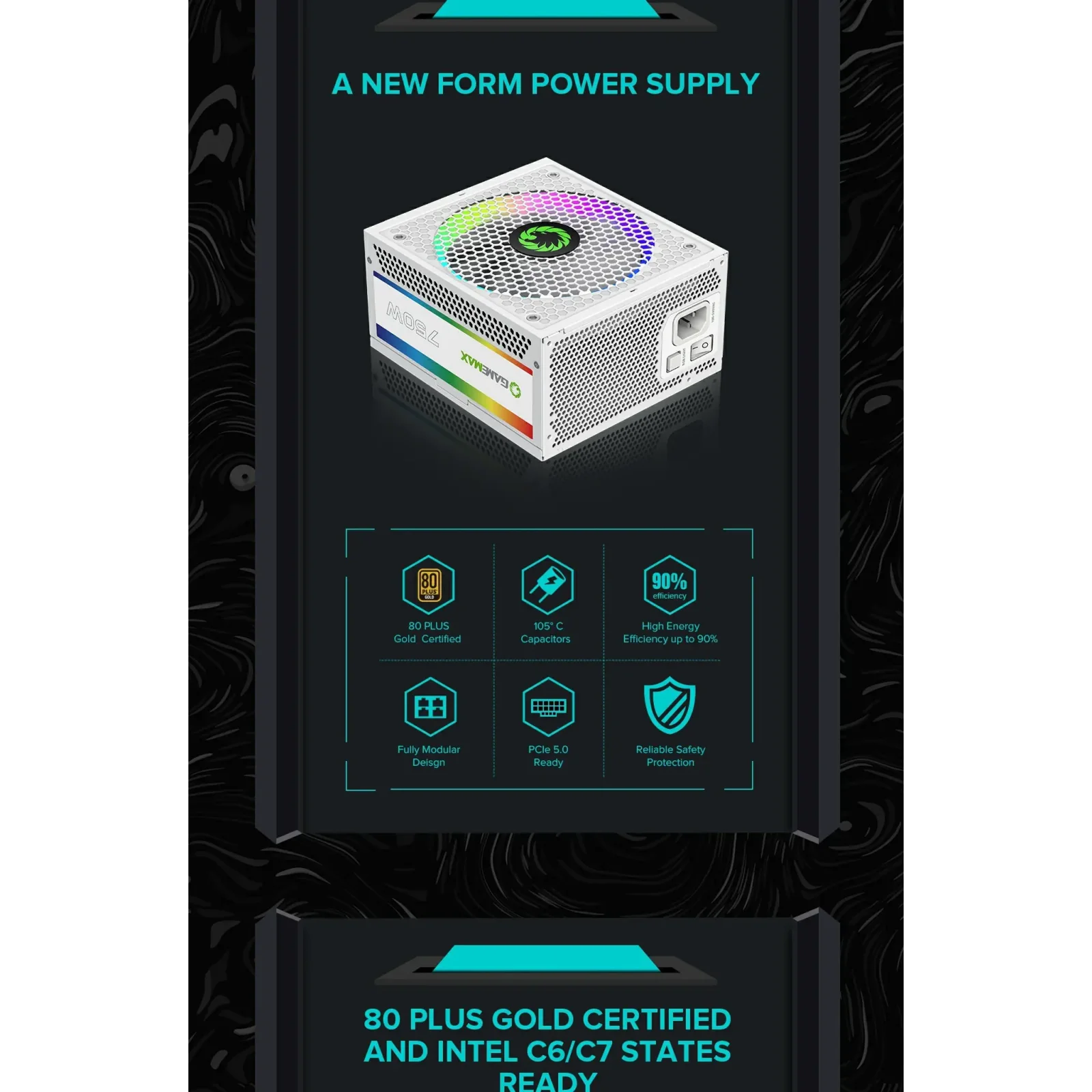 Блок живлення GameMax RGB 750 PRO WH (ATX3.1PCIe5.1) UA