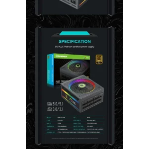 Блок живлення GameMax RGB 750 PRO (ATX3.1 PCIe5.1) UA