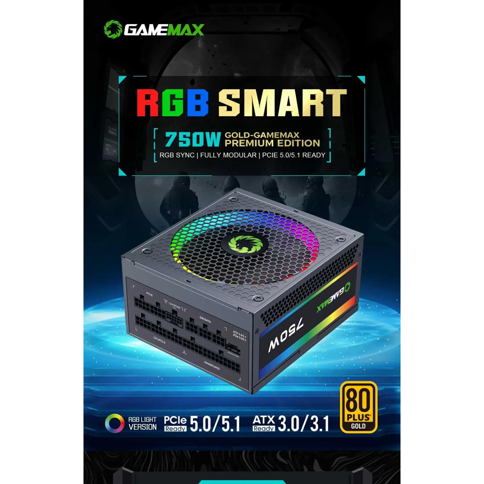 Блок живлення GameMax RGB 750 PRO (ATX3.1 PCIe5.1) UA