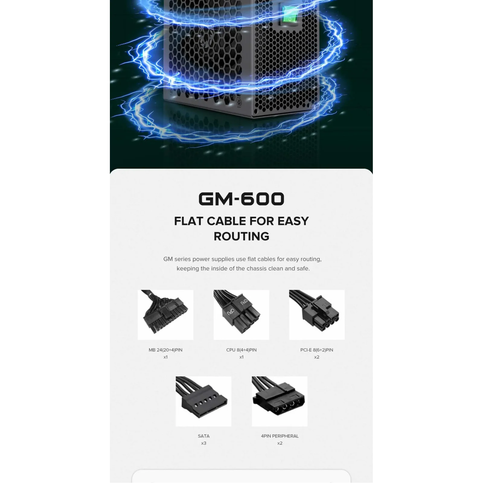 Блок питания GAMEMAX GM-600 Modular UA